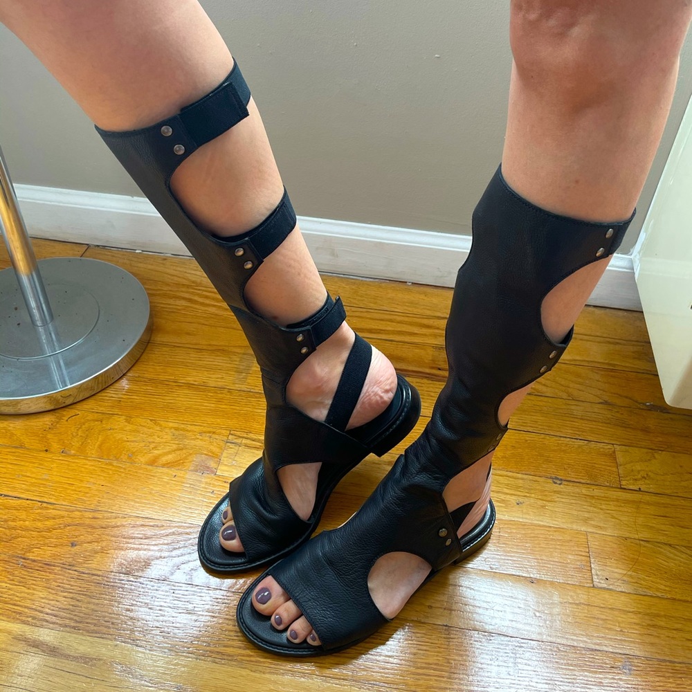 Stuart Weitzman Blackview Tall Gladiator Sandals